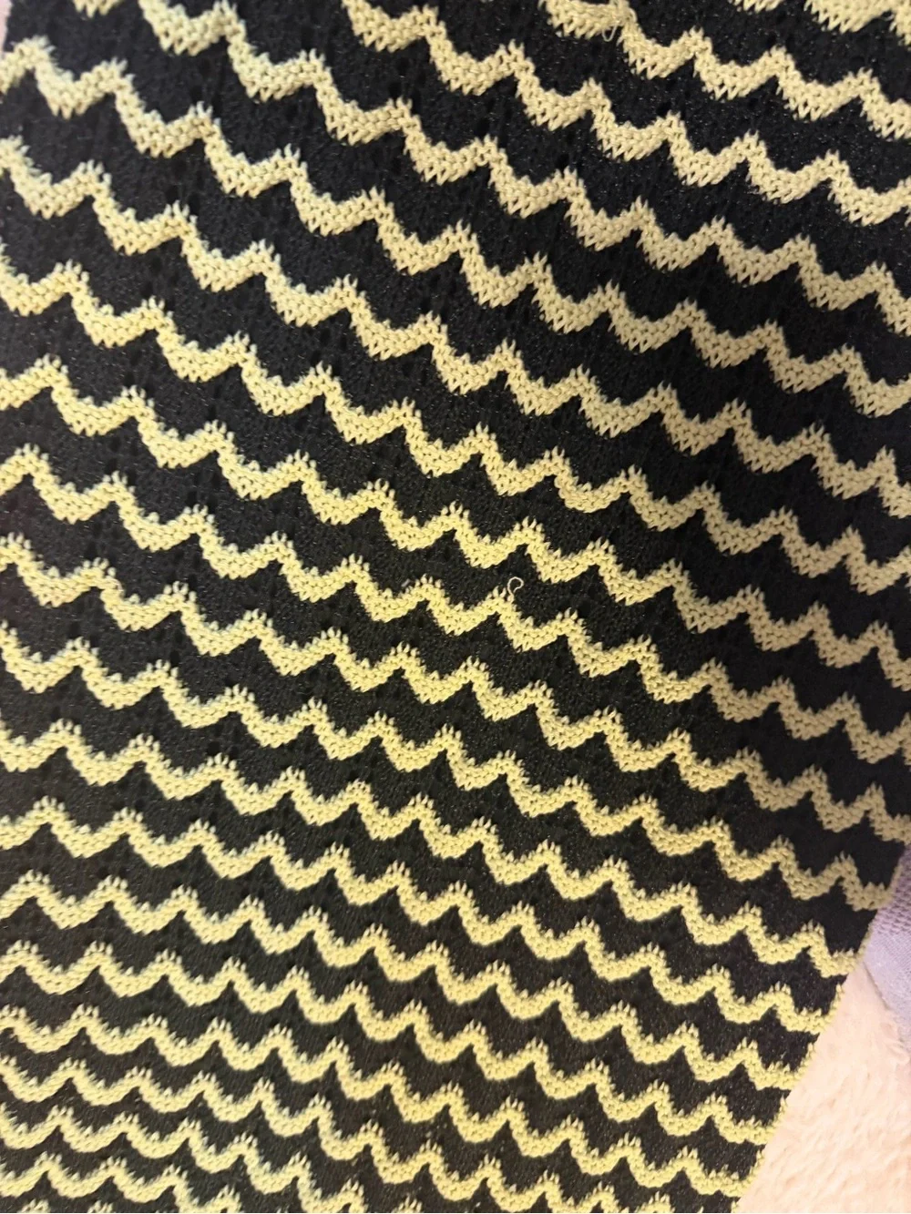 Zara Black and Yellow Chevron Maxi Skirt